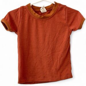 Kate Quinn Modal Shirt Fall Pumpkin Burnt Orange Ribbed T-Shirt 6-12 Months